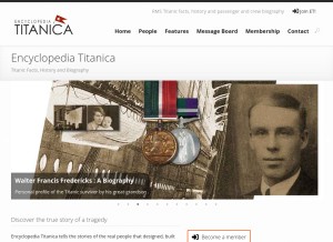 How encyclopedia-titanica.org looks like on a tablet such as an iPad.