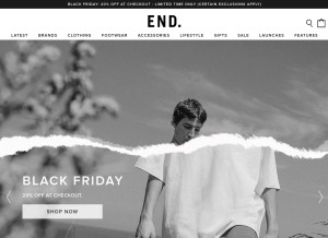 How endclothing.com looks like on a tablet such as an iPad.