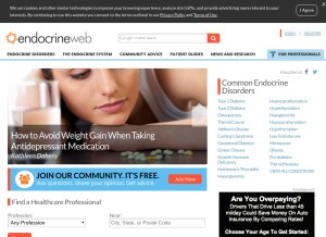 How endocrineweb.com looks like on a tablet such as an iPad.