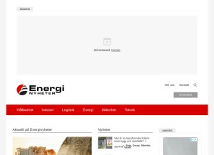 How energinyheter.com looks like on a tablet such as an iPad.