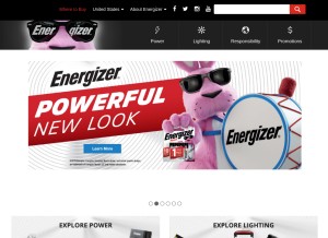 How energizer.com looks like on a tablet such as an iPad.