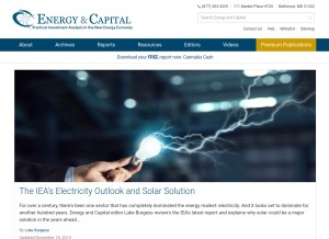 How energyandcapital.com looks like on a tablet such as an iPad.