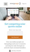 How energysage.com looks like on a mobile device such as an iPhone.