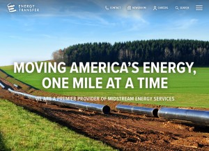 How energytransfer.com looks like on a tablet such as an iPad.