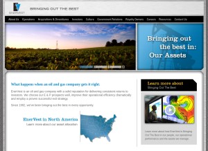 How enervest.net looks like on a tablet such as an iPad.