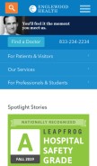 How englewoodhealth.org looks like on a mobile device such as an iPhone.