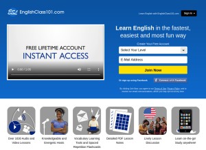 How englishclass101.com looks like on a tablet such as an iPad.