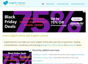 How englishlearner.com looks like on a tablet such as an iPad.