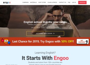 How engoo.com looks like on a tablet such as an iPad.