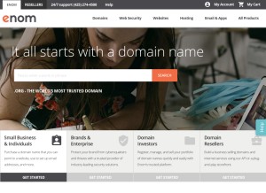 How enom.com looks like on a tablet such as an iPad.