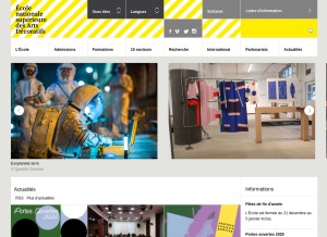 How ensad.fr looks like on a tablet such as an iPad.