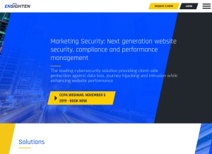How ensighten.com looks like on a tablet such as an iPad.