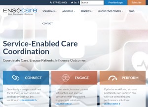 How ensocare.com looks like on a tablet such as an iPad.