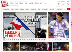 How ensonhaber.com looks like on a tablet such as an iPad.