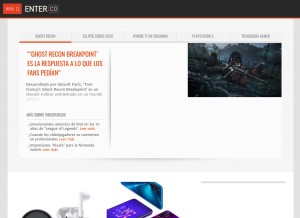 How enter.co looks like on a tablet such as an iPad.