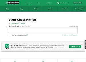 How enterprise.com looks like on a tablet such as an iPad.