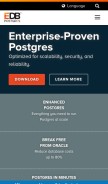 How enterprisedb.com looks like on a mobile device such as an iPhone.