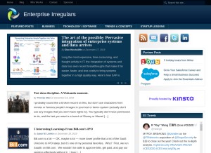 How enterpriseirregulars.com looks like on a tablet such as an iPad.