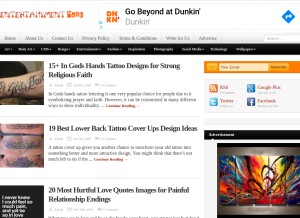 How entertainmentmesh.com looks like on a tablet such as an iPad.