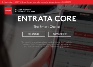 How entrata.com looks like on a tablet such as an iPad.
