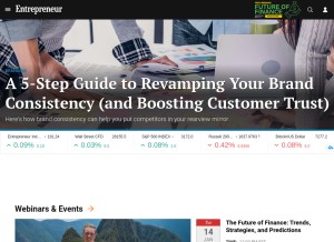 How entrepreneur.com looks like on a tablet such as an iPad.