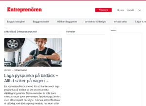 How entreprenoren.net looks like on a tablet such as an iPad.