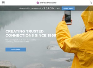 How entrustdatacard.com looks like on a tablet such as an iPad.
