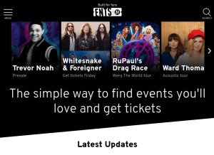 How ents24.com looks like on a tablet such as an iPad.