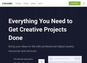How envato.com looks like on a tablet such as an iPad.