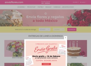 How enviaflores.com looks like on a tablet such as an iPad.