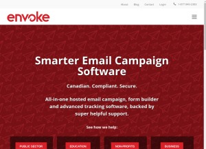 How envoke.com looks like on a tablet such as an iPad.