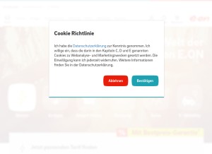 How eon.de looks like on a tablet such as an iPad.