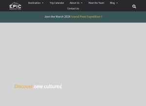How epicbackpackertours.com looks like on a tablet such as an iPad.