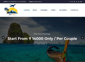 How epictrips.in looks like on a tablet such as an iPad.