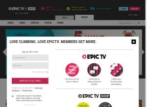 How epictv.com looks like on a tablet such as an iPad.