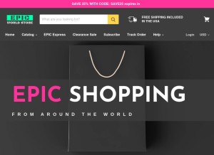 How epicworldstore.com looks like on a tablet such as an iPad.