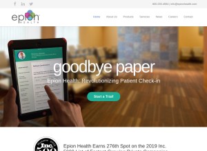 How epionhealth.com looks like on a tablet such as an iPad.
