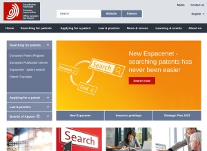 How epo.org looks like on a tablet such as an iPad.