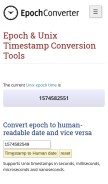 How epochconverter.com looks like on a mobile device such as an iPhone.