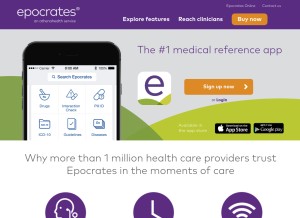 How epocrates.com looks like on a tablet such as an iPad.