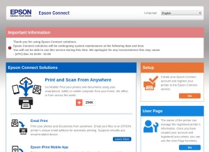 How epsonconnect.com looks like on a tablet such as an iPad.
