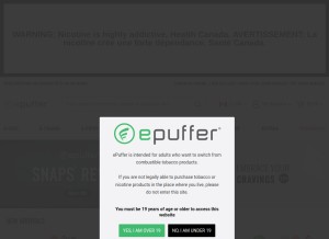 How epuffer.ca looks like on a tablet such as an iPad.