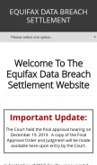 How equifaxbreachsettlement.com looks like on a mobile device such as an iPhone.