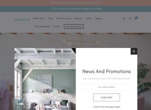 How equilibriumfurnishings.com looks like on a tablet such as an iPad.