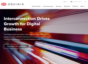 How equinix.com looks like on a tablet such as an iPad.