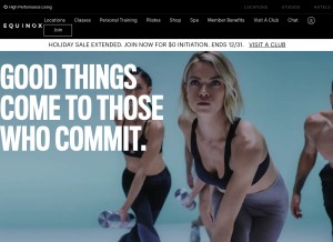 How equinox.com looks like on a tablet such as an iPad.