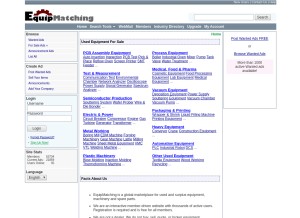 How equipmatching.com looks like on a tablet such as an iPad.