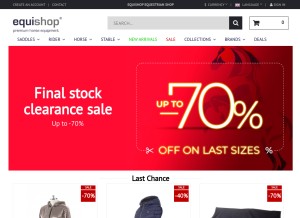 How equishop.com looks like on a tablet such as an iPad.