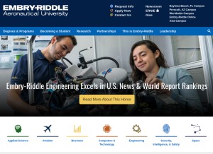 How erau.edu looks like on a tablet such as an iPad.