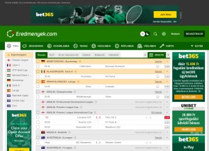 How eredmenyek.com looks like on a tablet such as an iPad.